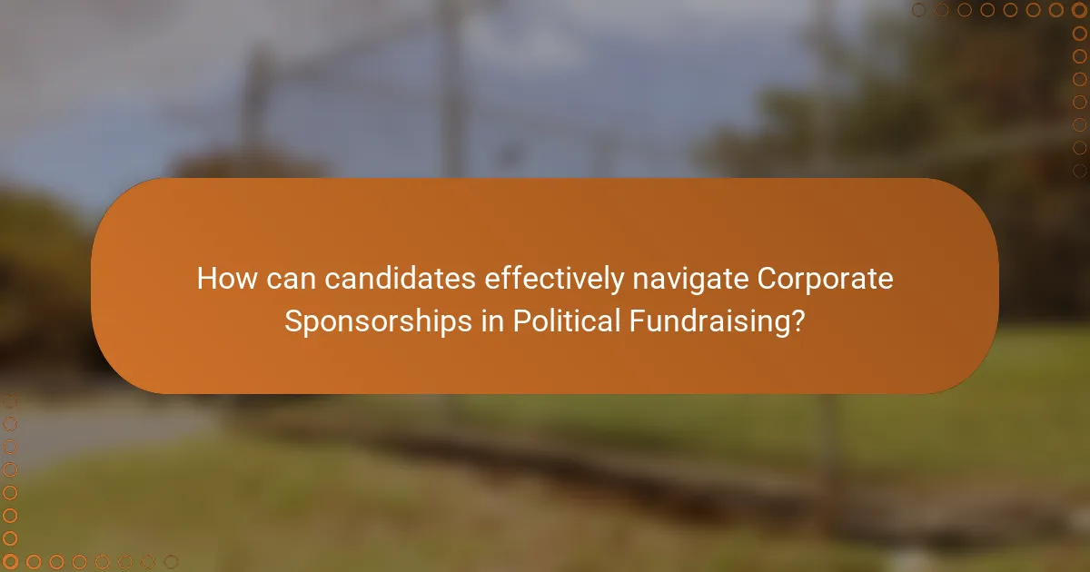 How can candidates effectively navigate Corporate Sponsorships in Political Fundraising?