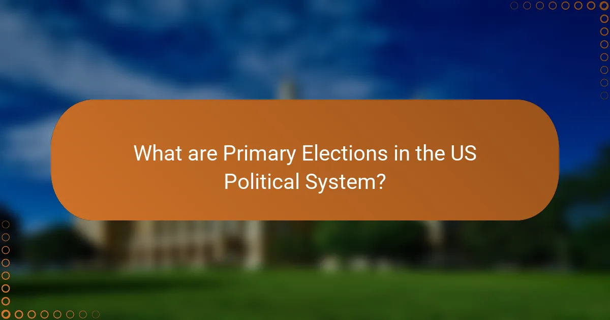 What are Primary Elections in the US Political System?