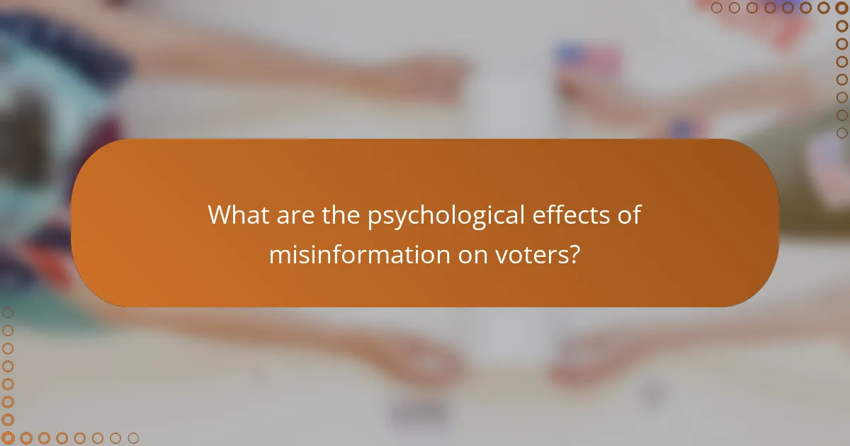 What are the psychological effects of misinformation on voters?