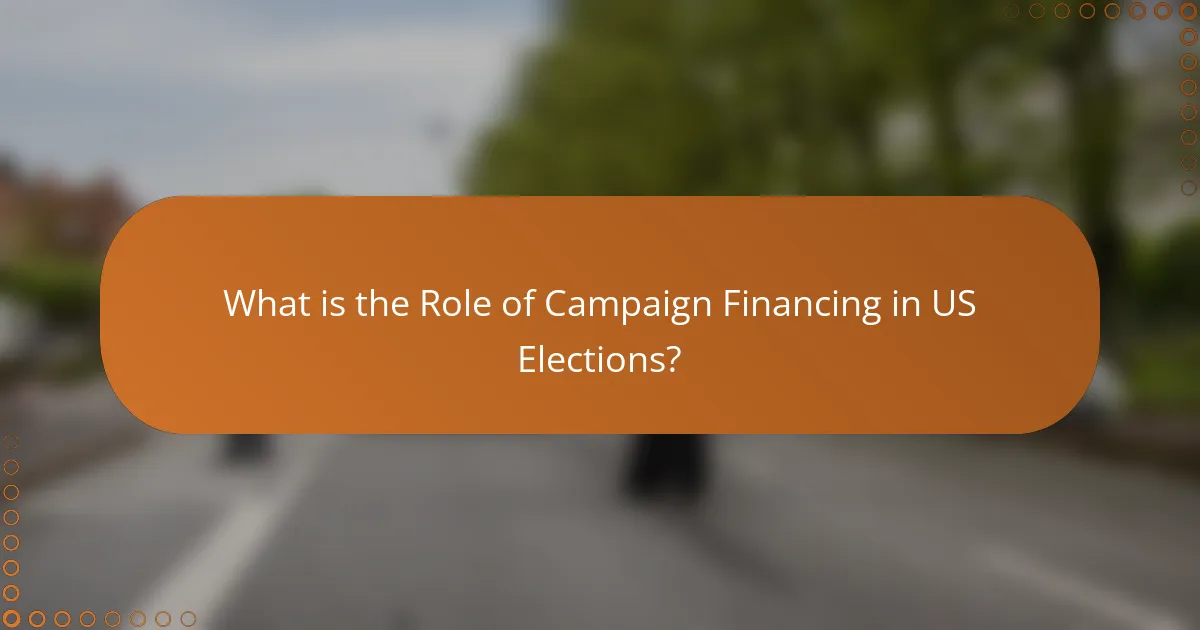 What is the Role of Campaign Financing in US Elections?